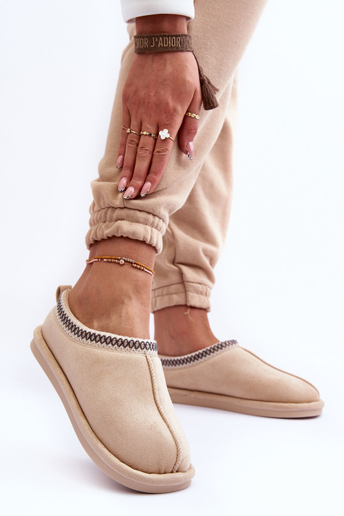 Dámské semišové papuče s kožešinou světle béžová Polinna