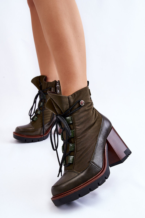 Módní kozačky na vysokém podpatku Maciejka 05777-09 Zelená