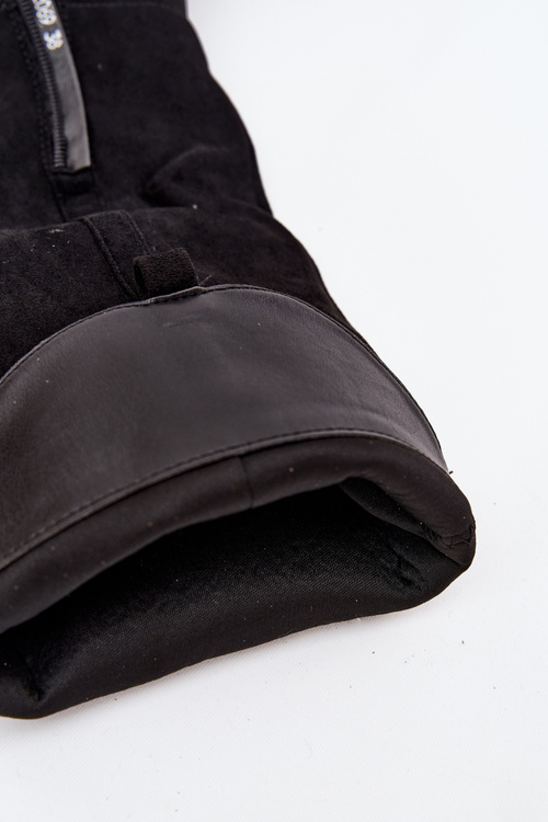 Dámske Kozaky Na Slupe Z Eko Zamszu Čierne Prisca