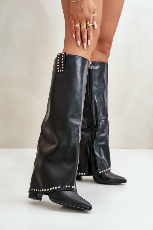 Dámske Čižmy S Otočeným Zvrškom Na Opätku Čierne Kaielia