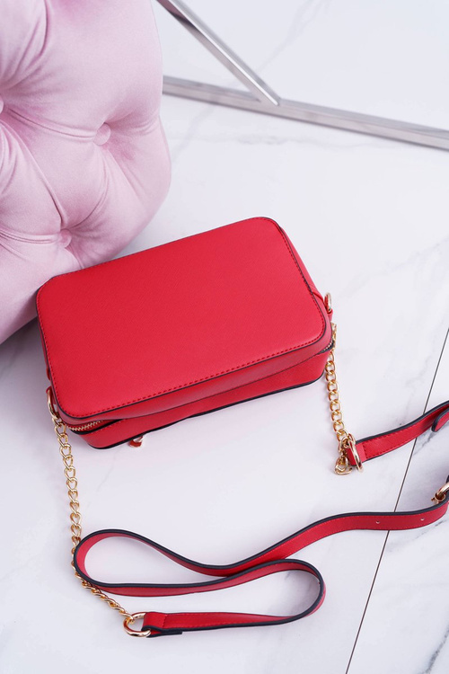 Dámska kabelka na ramene so zlatou reťazou červená