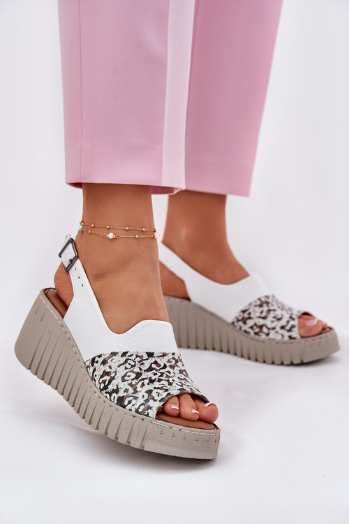 Dámské Sandály Z Přírodní Kůže Na Klínu Bílé Artiker 56C0958