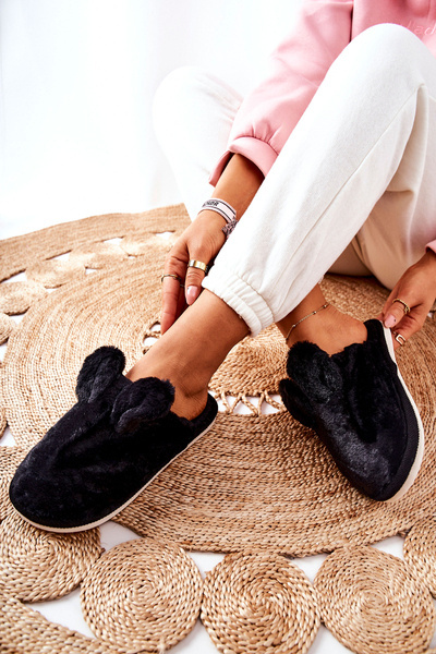 Kožešinové Pantofle S Ušima Černé Thorpe