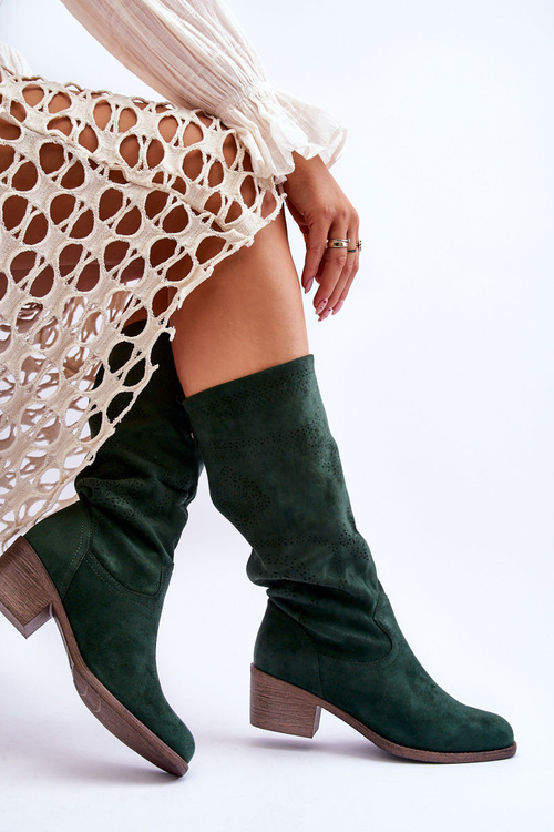 Dámské prolamované semišové boty Green Enrissa