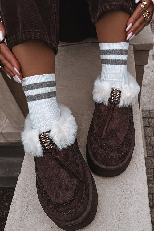 Dámske snehule s kožušinkou na platforme čokoládové Rosmira