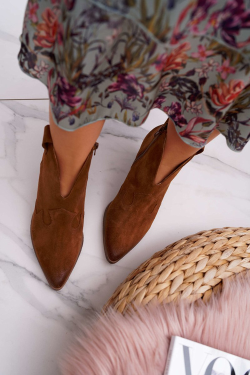 Dámske topánky hnedá koža vysoké podpätky chavai