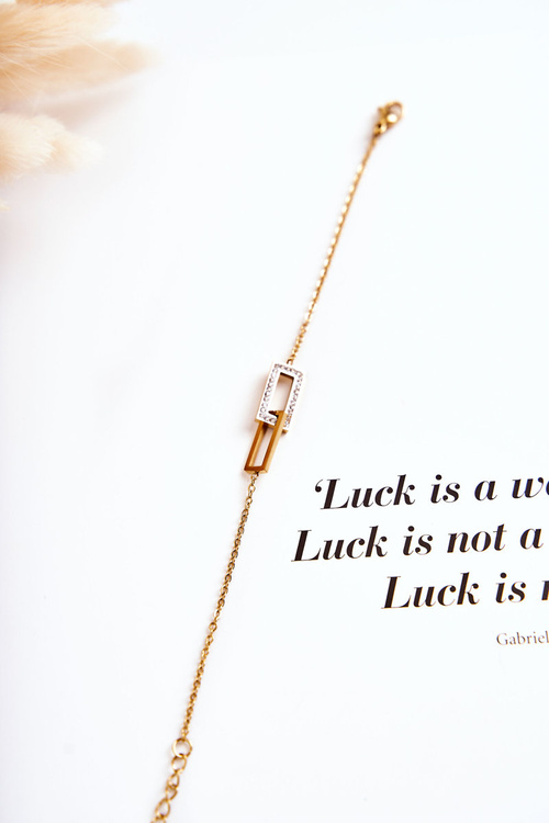 Dámský náramek celebrity ocel s kubickými zirkony zlato