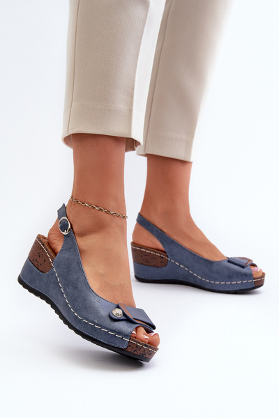 Dámske Ľahké Sandále Na Klinu Comfort Shoe Modré Efravia
