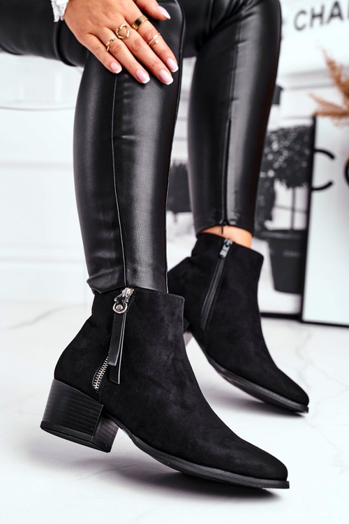 Dámské kotníkové boty na podpatku černé Discretely