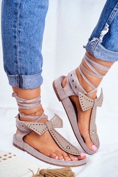 Lu Boo Dámska šedá šedá sandále japonská mara