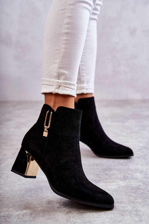 Semišové topánky na príspevku s ozdobou čierna erina