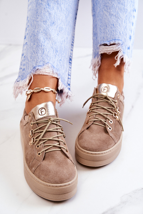 Suede Športové topánky na platforme Beige Mary Ann