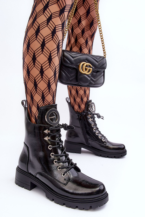 Maľované topánky s dekoráciou čierny Emmber