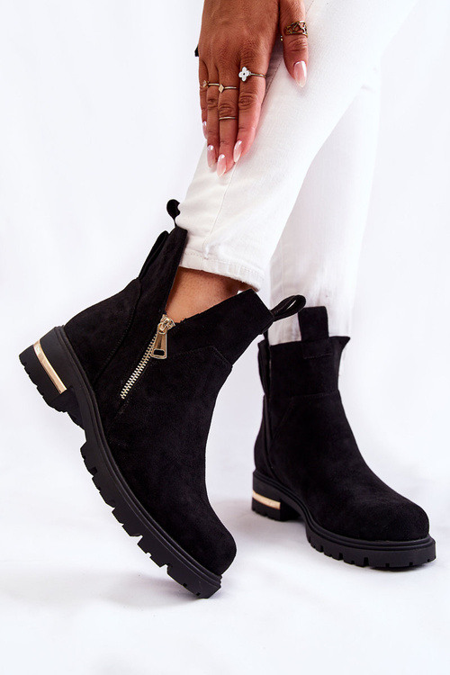 semišové kozačky s výřezy Černé Klarissa