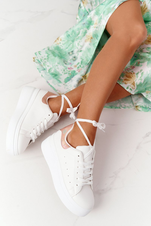 Dámská Sportovní Obuv Sneakers Na Platformě Bílé-Zlaté Shine Bright