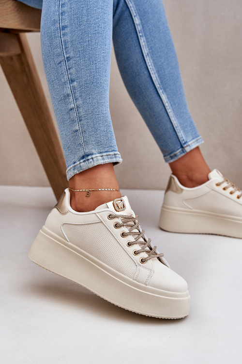 Tenisky Na Platforme S Ozdobnými Šnúrkami Béžové Fonetha