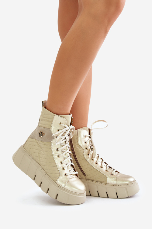 Kožené Čižmy Na Platforme Maciejka 06751-25 Zlaté