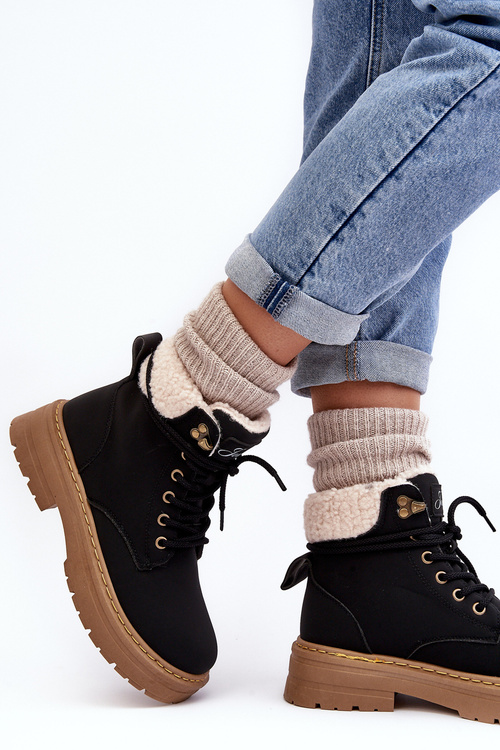 Dámske kožené topánky s čiernou Lynnvia ovčie plášť