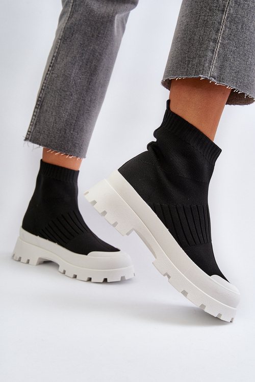Dámske topánky s ponožkovitým zvrškom čiernej farby Fiename