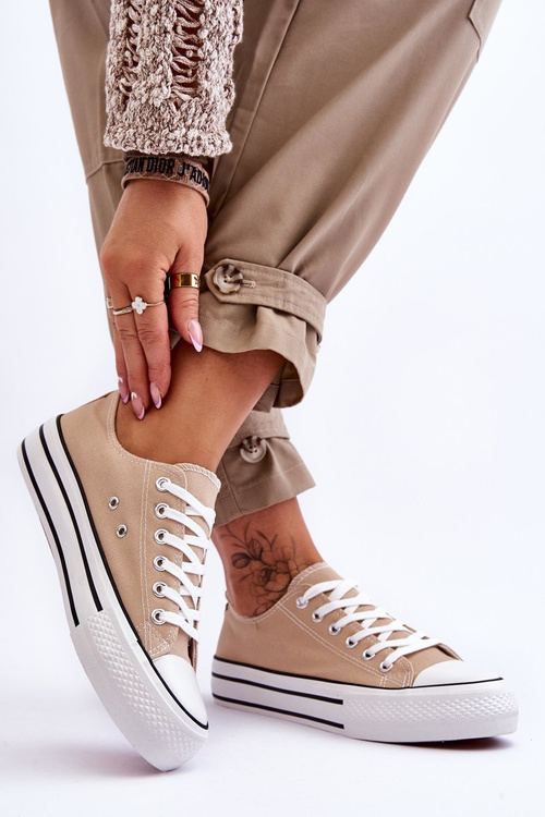 Ženské tenisky na masívnej platforme béžová embry