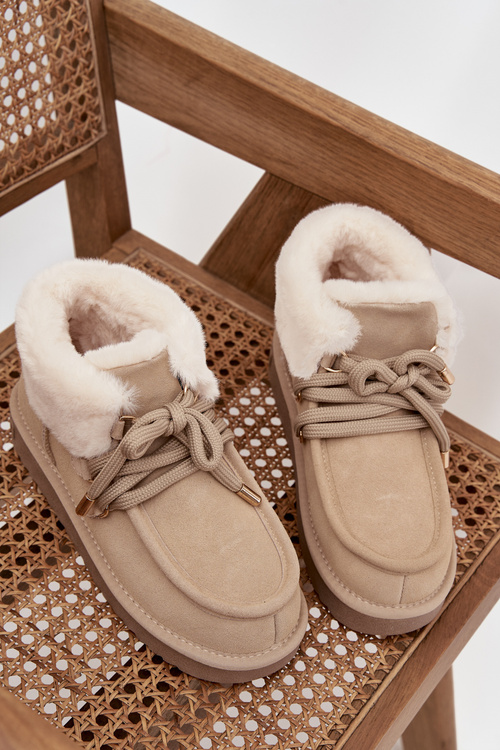 Ženské sněhule z přírodního semiše D.Franklin DFSH375006 světle béžové