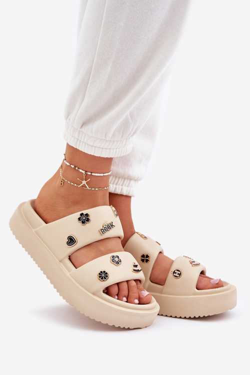 Dámské Pěnové Pantofle S Dekoracemi Béžové Ravanala