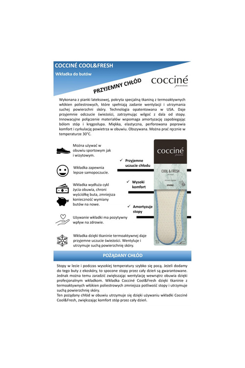 Coccine Thermoactive Insole Cool Fresh - Dry Feet