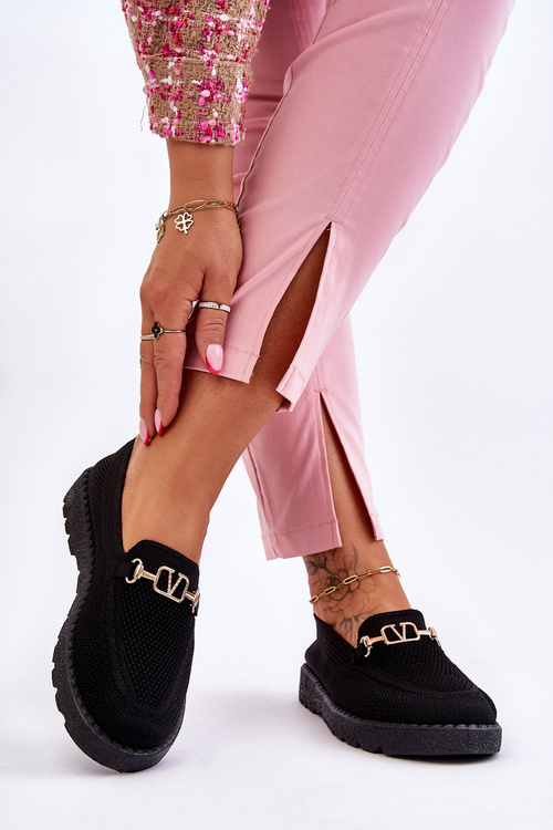 Ženské sklz-on tenisky s dekoráciou Black Alena