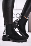Dámské Kotníkové Boty Stříbrné nýty Černé Lady In Black