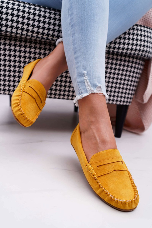 Ženské mokasíny žlté semišové bolero