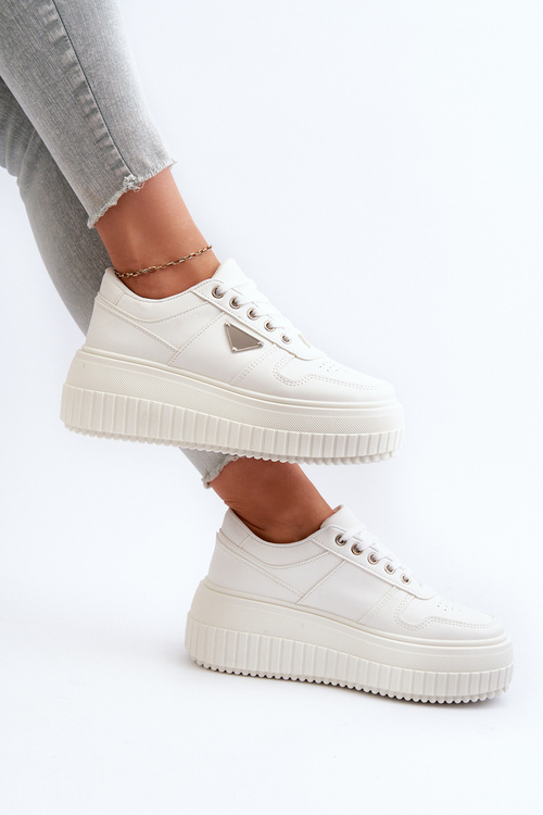 Dámské Tenisky Z Ekokože Na Masivní Platformě Bílé Chrisstin