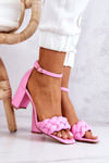 Kožené sandále na ružovom larelei stĺpiku