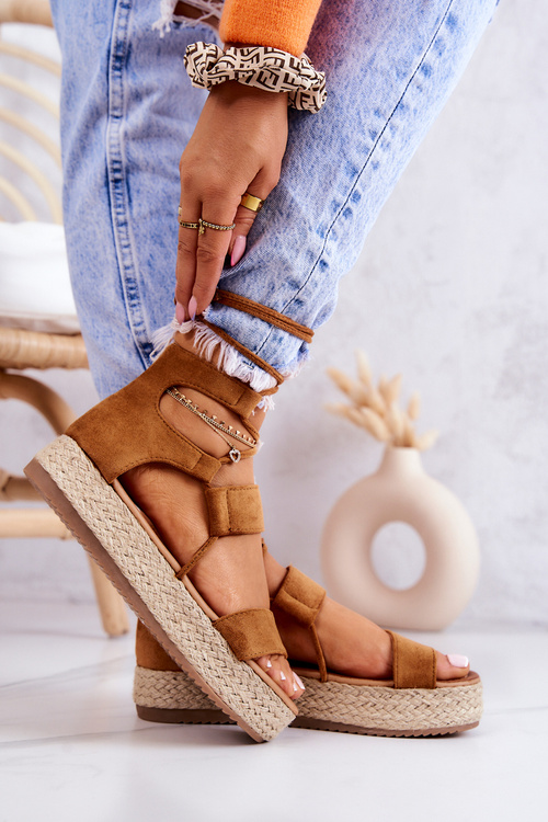 Dámske espadrilly na platforme Camel Fuerta