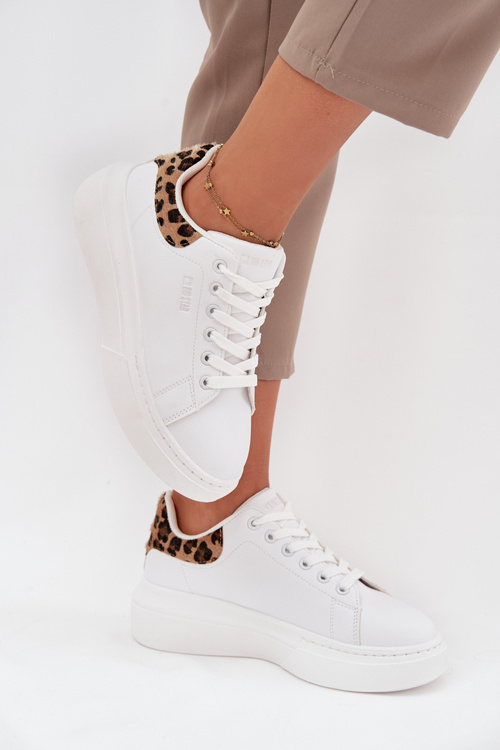 Dámské Tenisky Na Platformě Big Star SS274247 Bílé Leopardí