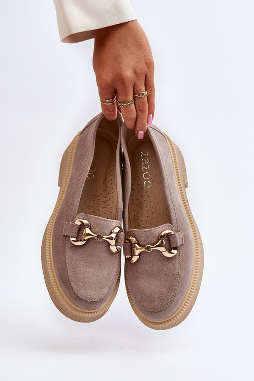 Zazoo 3429 Zamszové Dámske Mokasíny S Ozdobou Hnedé