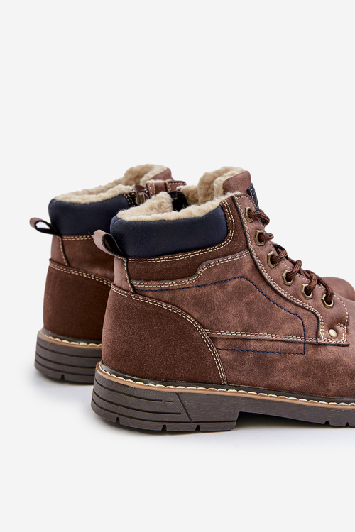 Zateplené pánske topánky z eko kože hnedé Venredia