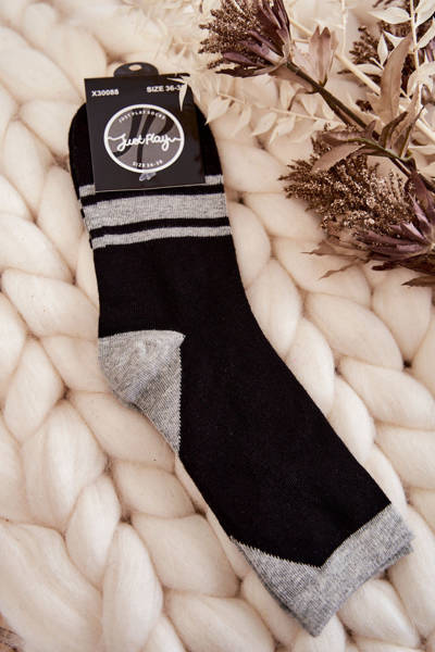 Dámské dvoubarevné ponožky s pruhy Černá a šedá