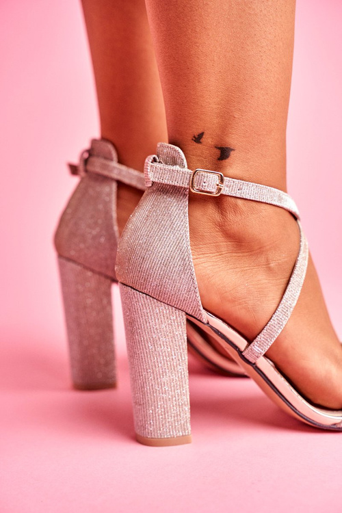 Dámské Sandály Na Podpatku zlaté lesklé Vivi