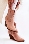 Dámske semišové topánky Openwork Pink Eleonore Cowboy topánky