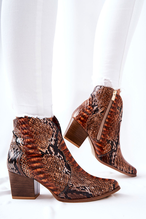 Kovbojské topánky Lewski hnedý vzor hadov EV28