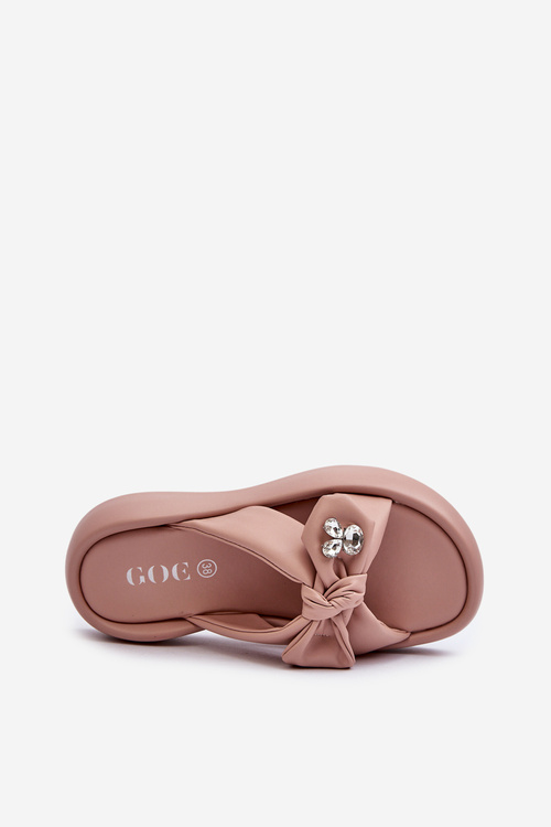 Dámské kožené klíny na platformě růžové GOE NN2N4109