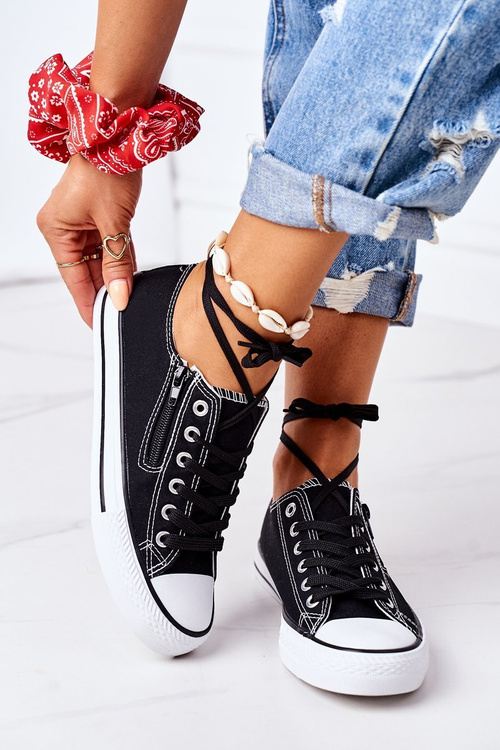 Ženské čierne tenisky Malani so zipsom