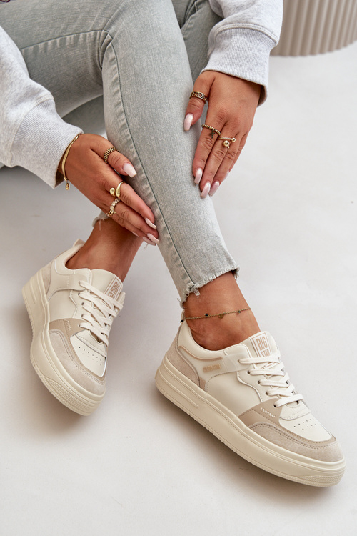 Dámske Nízké Tenisky Z Eko Kože Big Star OO274029 Béžové