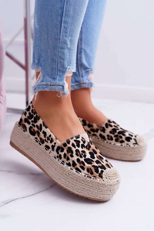 hnědé posuvné Semišové espadrille Leopard Zadie
