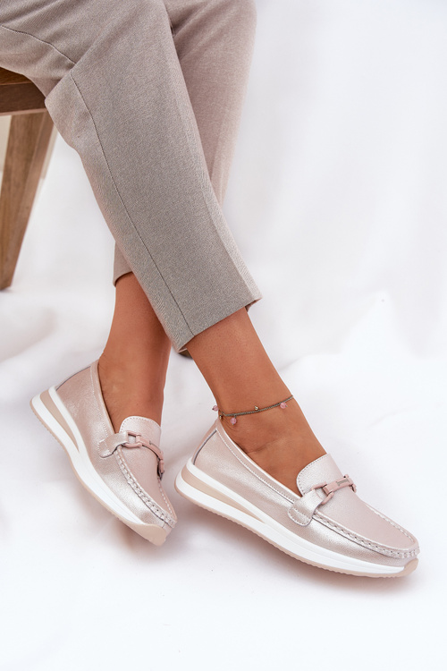 Dámské Kožené Mokasíny S.Barski GR51-598 Perlově Růžová