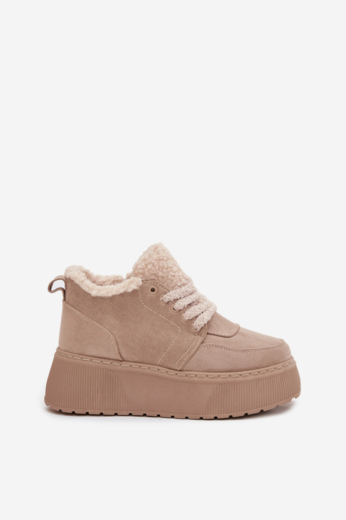 Dámské Sněhule Na Platformě S Beránkovou Fúrou Béžové Luma