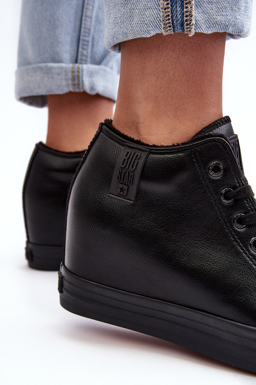 Dámske kožené tenisky na Big Star MM274001 Black Wedge