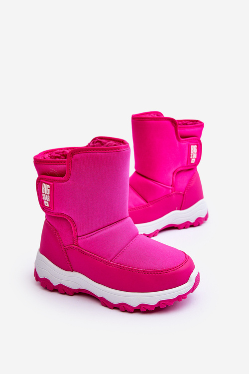 Dětské růžové zateplené sněhule s rzepem Big Star MM374121