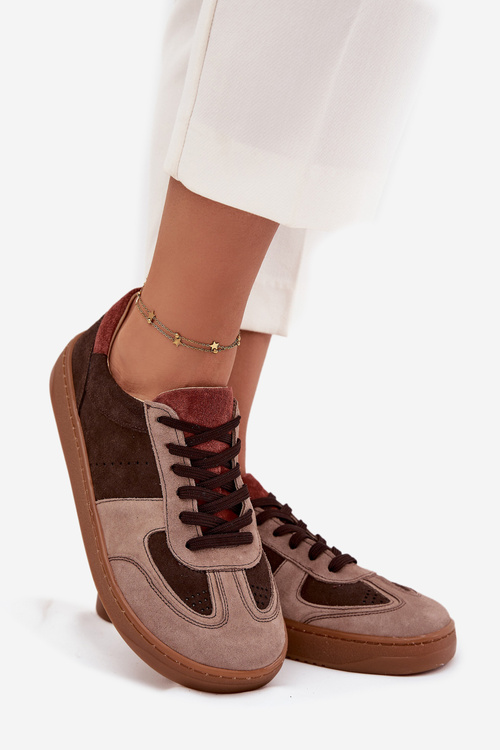 Kožené semišové barefoot tenisky dámské Zazoo N1277 hnědé