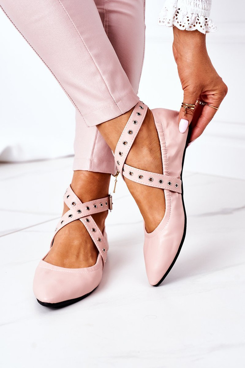 Skladacie kožené baleríny lu boo ružové